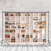 Lofaris White Clean Cabinet Photos Books Candle Backdrop